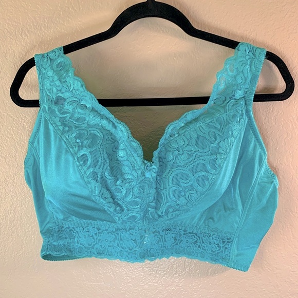 Rhonda Shear 675 Pinup Turquoise Lace Leisure Bra Size 3X - Picture 2 of 7